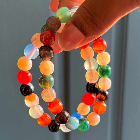 Rainbow Agate Old Mine Rondelle Crystal Bracelet 9.5mm - Picture 9 of 11